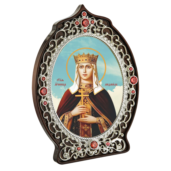 ( 2.78.0979л )( Икона )( Юв. Сплав ) (Людмила Чешская с красными камнями)