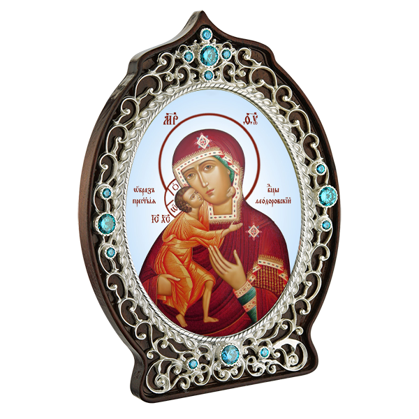 ( 2.78.0951л )( Икона )( Юв. Сплав ) (Феодоровская с голубыми камнями)