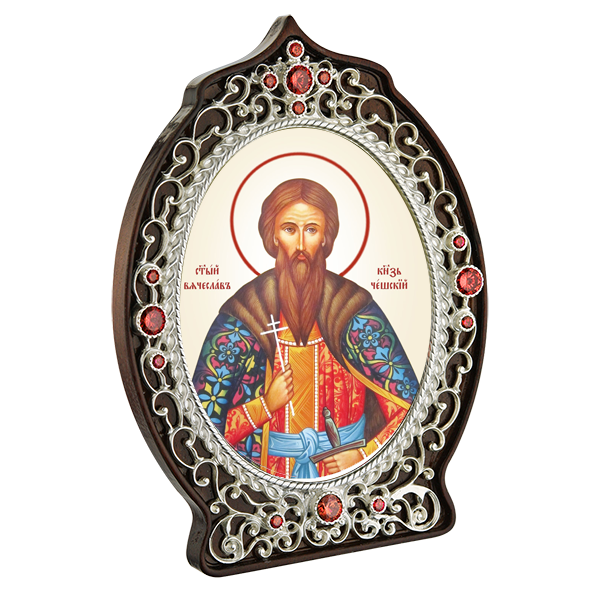 ( 2.78.0980л )( Икона )( Юв. Сплав ) (Вячеслав Чешский с красными камнями)