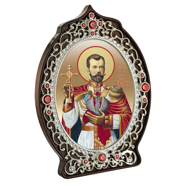 ( 2.78.0977л )( Икона )( Юв. Сплав ) (Николай II, император Российский с красными камнями)