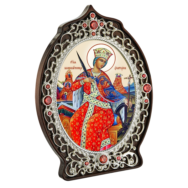 ( 2.78.0973л )( Икона )( Юв. Сплав ) (Екатерина Александрийская с красными камнями)