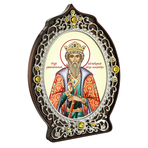 ( 2.78.0995л )( Икона )( Юв. Сплав ) (Князь Владимир с желтыми камнями)