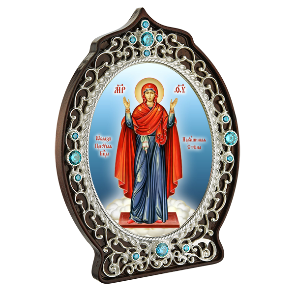 ( 2.78.0976л )( Икона )( Юв. Сплав ) (Нерушимая стена с голубыми камнями)