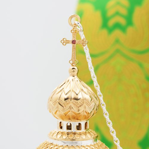 2.7.1129лф Кадило латунное с красными камнями в серебрении и фрагментальной позолотой фото 7 2.7.1129лф Кадило латунное с красными камнями в серебрении и фрагментальной позолотой фото 7