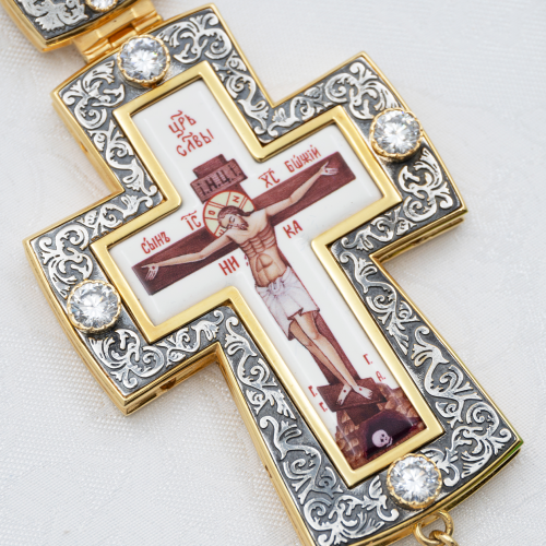 2.10.0645лпр-2/1лп Крест наперсный латунный с белыми камнями в позолоте фото 7 2.10.0645лпр-2/1лп Крест наперсный латунный с белыми камнями в позолоте фото 7