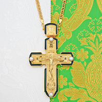 2.10.0074лп/113лп Крест наперсный с жемчугом и эмалью в позолоте