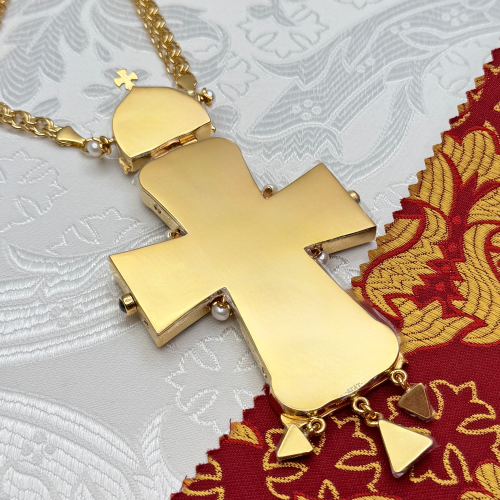 2.10.0542лнпэ-2/113лп Крест наперсный с натуральными камнями фото 4