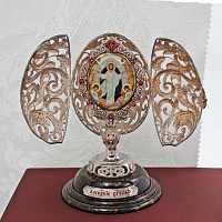 2.13.0140лч Яйцо пасхальное на ножке в серебрении 