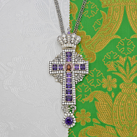 2.10.0707лр-2/63лр Крест наперсный латунный с фиолетовыми камнями в серебрении