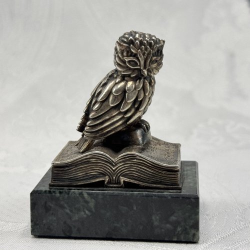 2.13.0245л Настольная скульптура Сова латунная на подставке из мрамора фото 9