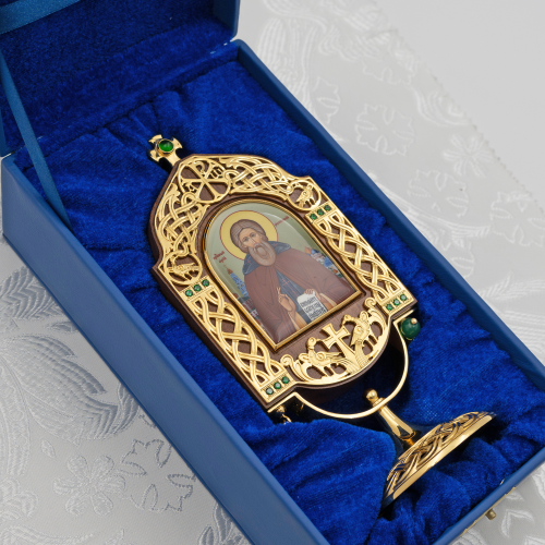 2.77.0186лп-15 Икона настольная из дерева и ювелирного сплава на ножке в позолоте фото 2 2.77.0186лп-15 Икона настольная из дерева и ювелирного сплава на ножке в позолоте фото 2