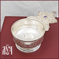 2.7.0728л Корец латунный с фиолетовыми камнями в серебрении