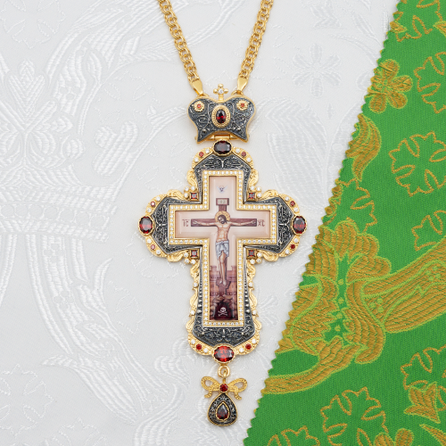 2.10.0288лпр-2/1лп Крест наперсный в позолоте с фрагментарным патинированием 2.10.0288лпр-2/1лп Крест наперсный в позолоте с фрагментарным патинированием