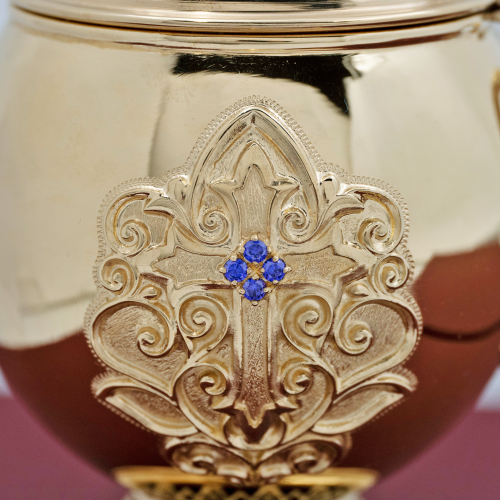 2.7.0684лп Ладанница латунная в позолоте с фиолетовыми камнями фото 4 2.7.0684лп Ладанница латунная в позолоте с фиолетовыми камнями фото 4