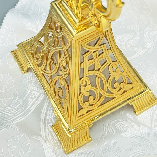 2.7.2508лпч Крест напрестольный латунный с красными камнями в позолоте фото 10 2.7.2508лпч Крест напрестольный латунный с красными камнями в позолоте фото 10