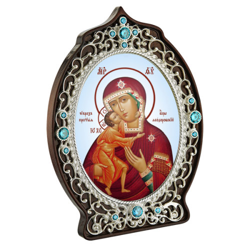 2.78.0951л Икона настольная в серебре - Богородица  Феодоровская .