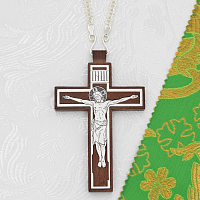 2.10.0704лр/1л Крест наперсный на светлом дереве в серебрении