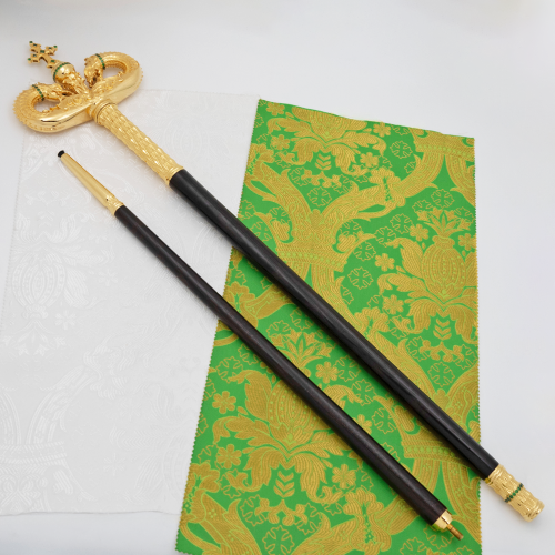 2.7.2833лп Жезл латунный с зелеными камнями в позолоте фото 9 2.7.2833лп Жезл латунный с зелеными камнями в позолоте фото 9