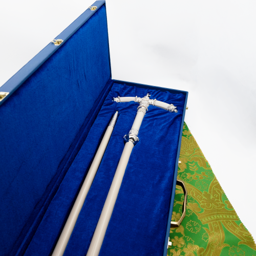 2.7.2577лнч Жезл латунный с белыми камнями в серебре фото 6