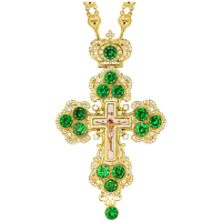 2.10.0126лп-2 Крест латунный в позолоте с принтом и вставками