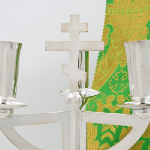 2.7.2074л-К Трикирий дикирий латунный в серебрении фото 6