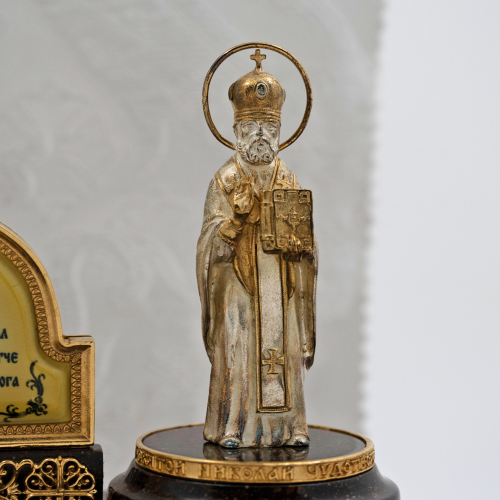 2.13.0282лпч-66 Визитница латунная в позолоте «Святой Николай» фото 2