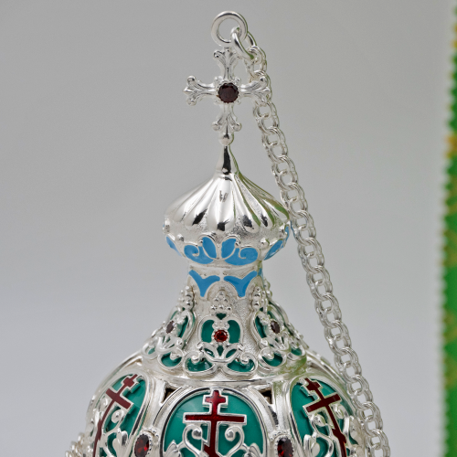 2.7.1151лэ Кадило латунное с эмалью в серебрении фото 3