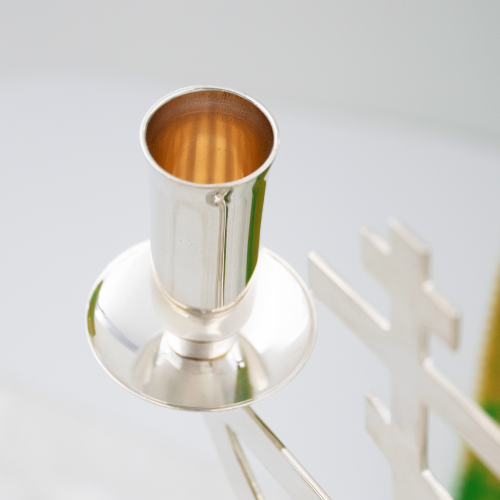 2.7.2074л-К Трикирий дикирий латунный в серебрении фото 14