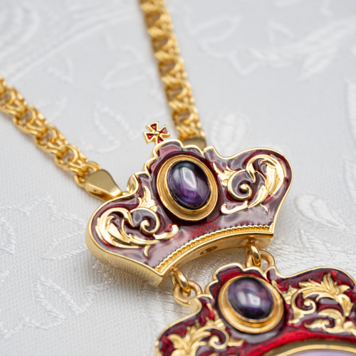 2.7.2745лп-2/1лп-К-М Архиерейский комплект наперсный латунный с фиолетовыми камнями в позолоте фото 9 2.7.2745лп-2/1лп-К-М Архиерейский комплект наперсный латунный с фиолетовыми камнями в позолоте фото 9