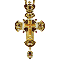 2.10.0084лп-2/1лп Крест латунный церковный в позолоте с принтом, эмалью, вст.и цепью арт. 2.7.201лп