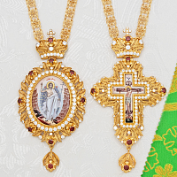 2.7.2967лп-2/104лп-К Архиерейский комплект с красными камнями в позолоте