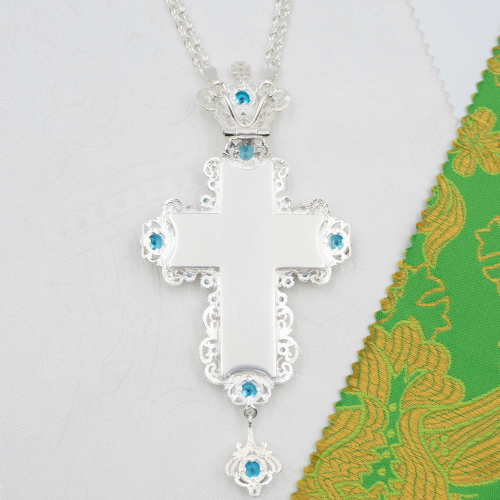 2.7.2563л-2/1л-К Архиерейский комплект наперсный латунный в серебрении фото 7