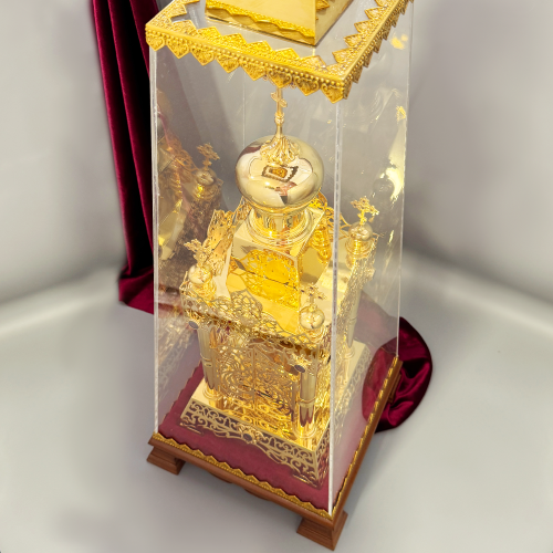 2.7.1515лп-К фото 3 2.7.1515лп-К Дарохранительница латунная с красными камнями в позолоте купить фото 3