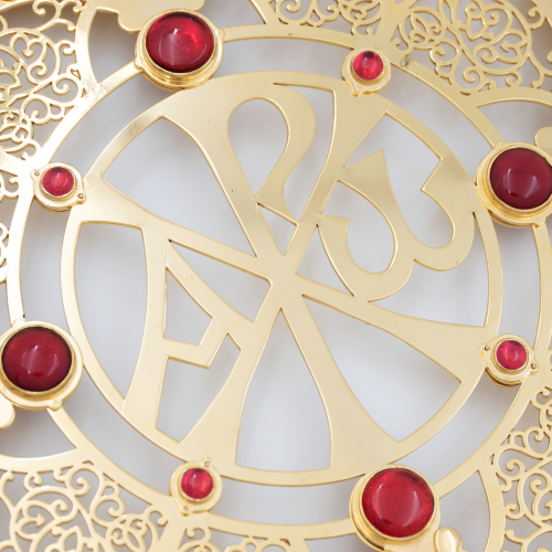 2.7.2234лп-4-К Рипиды латунные с красными камнями в позолоте (комплект 2 шт.) фото 5