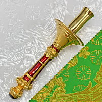 2.7.2683лпэ Подсвечник ручной латунный в позолоте с эмалью