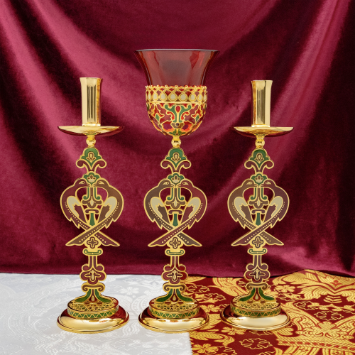 2.7.2672лпэ-К Набор напрестольный - лампада и подсвечники 2.7.2672лпэ-К Набор напрестольный - лампада и подсвечники