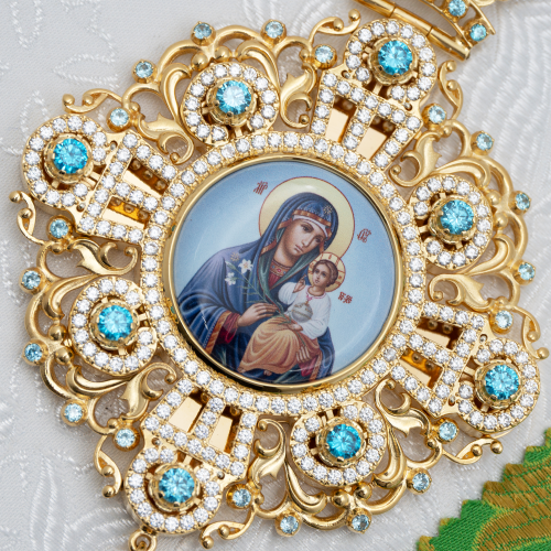 2.7.2291лп-2/1лп-К Архиерейский комплект латунный с голубыми камнями в позолоте фото 5 2.7.2291лп-2/1лп-К Архиерейский комплект латунный с голубыми камнями в позолоте фото 5