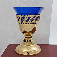 2.7.0342лп Лампада настольная латунная со вставками в позолоте