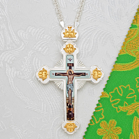 2.10.0724лф-2/1л Крест наперсный латунный в серебрении с фрагментарной позолотой