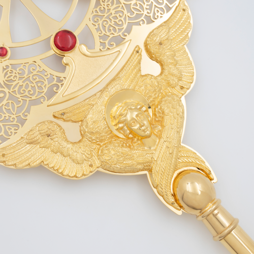 2.7.2234лп-4-К Рипиды латунные с красными камнями в позолоте (комплект 2 шт.) фото 2