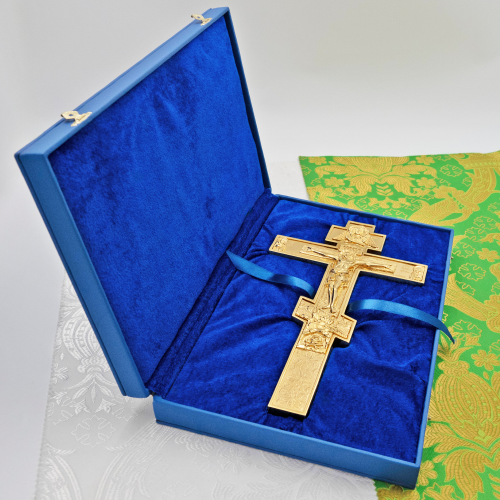 2.7.2544лп Крест напрестольный латунный в позолоте фото 3