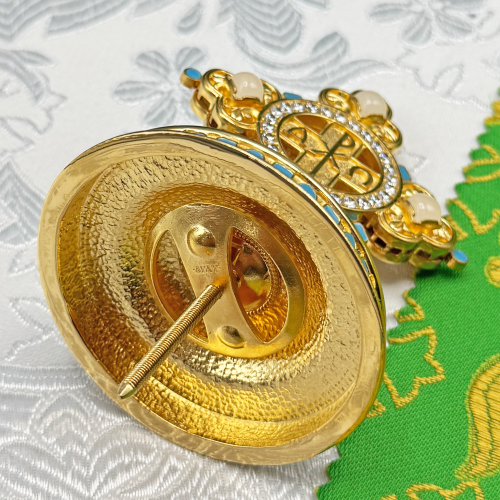 2.7.2690лпэ Крест на митру латунный в позолоте фото 3