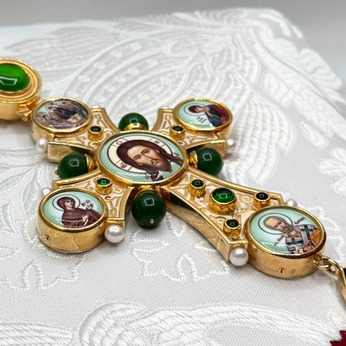 2.10.0572лнпэ-2/1лп Крест наперсный с натуральными камнями фото 5