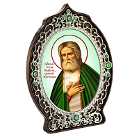 2.78.0901л Икона настольная в серебре -  Святой преподобный  Серафим Саровский.