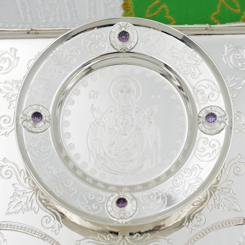 2.7.0848л-К/728л Набор для архиерейской запивки латунный с фиолетовыми камнями в серебрении фото 4 2.7.0848л-К/728л Набор для архиерейской запивки латунный с фиолетовыми камнями в серебрении фото 4