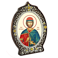 2.78.0956л Икона настольная в серебре - Святой Благоверный князь Борис.