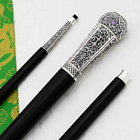 2.7.1559лр Посох латунный с фиолетовыми камнями в серебрении