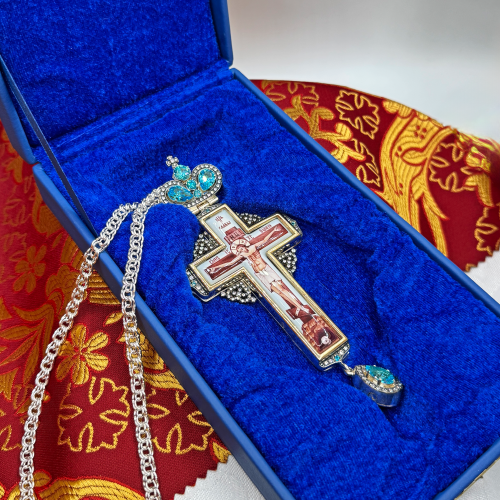 2.10.0395лфр-2/1л Наперсный крест с фрагментарной позолотой фото 2