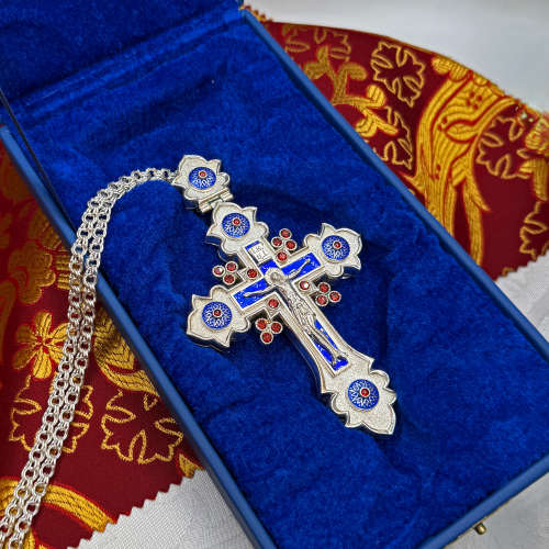 2.10.0616лэ/1л Крест наперсный в серебрении с эмалью фото 4 2.10.0616лэ/1л Крест наперсный в серебрении с эмалью фото 4