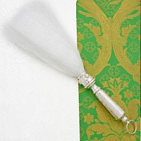 2.7.0130л.0-31 Кропило Архиерейское латунное с белыми камнями в серебрении